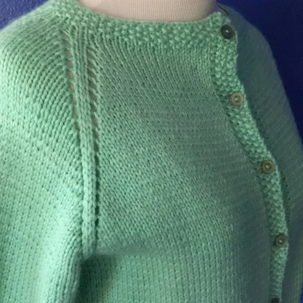 Vintage 1950s mint sea foam green handmade sweater cardigan pinup rockabilly - Picture 8 of 15